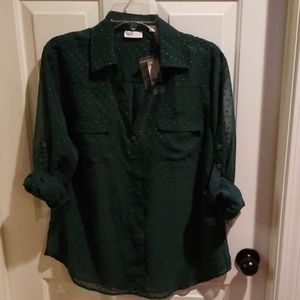 NWOT green button down blouse